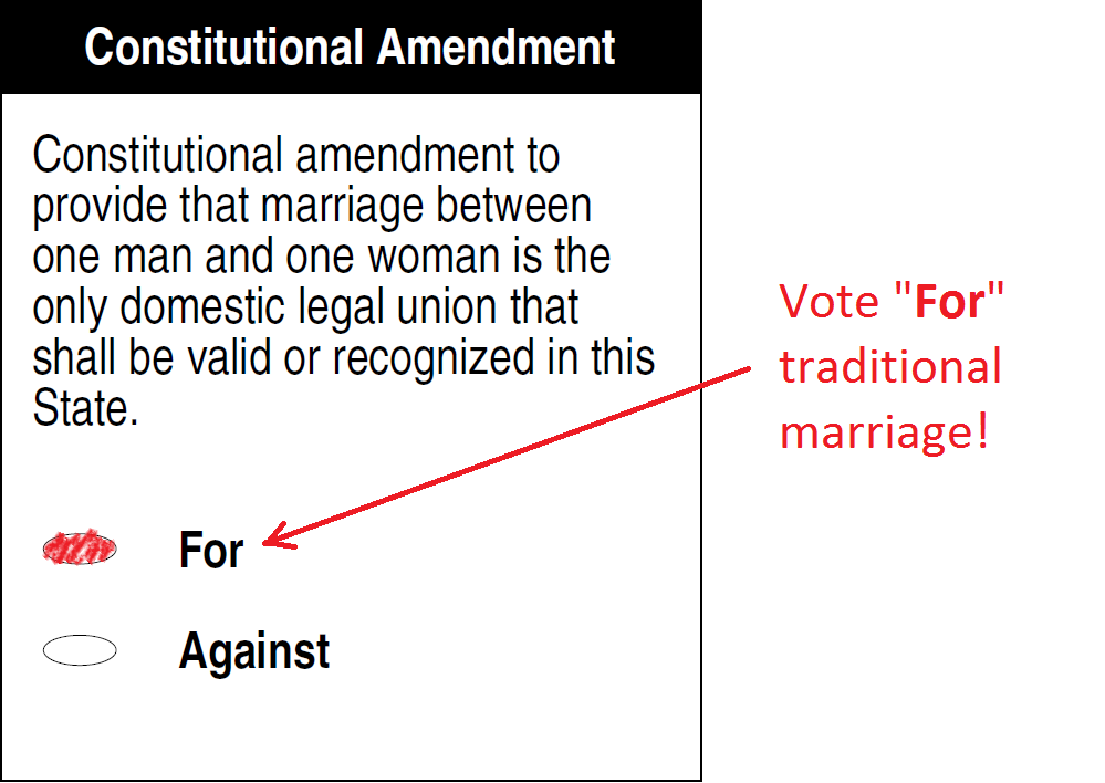 Constitutional amendment to provide that marriage between one man and one woman is the only domestic legal union that shall be valid or recognized in this State.