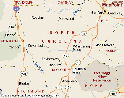 Click for MapBlast map of Moore County